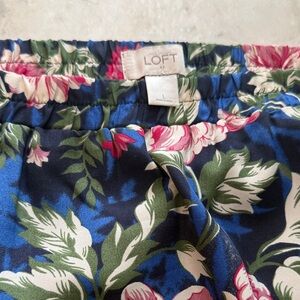 LOFT Vibrant Floral Skirt in Blue and Pink